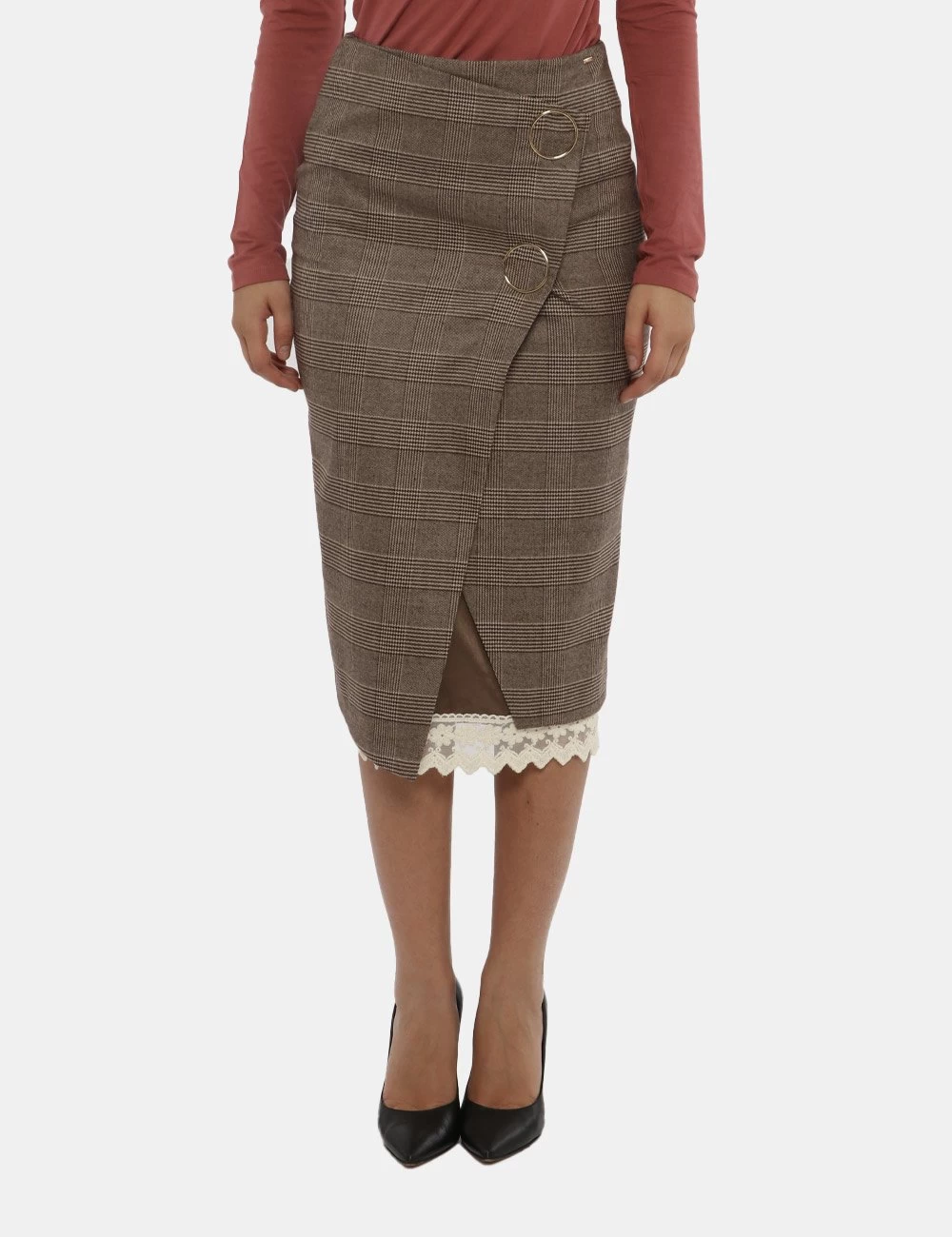 Gonna Fracomina Marrone Quadrettata - immagine 5
