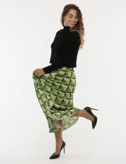 Gonna Vougue Lunga Con Stampa Geometrica