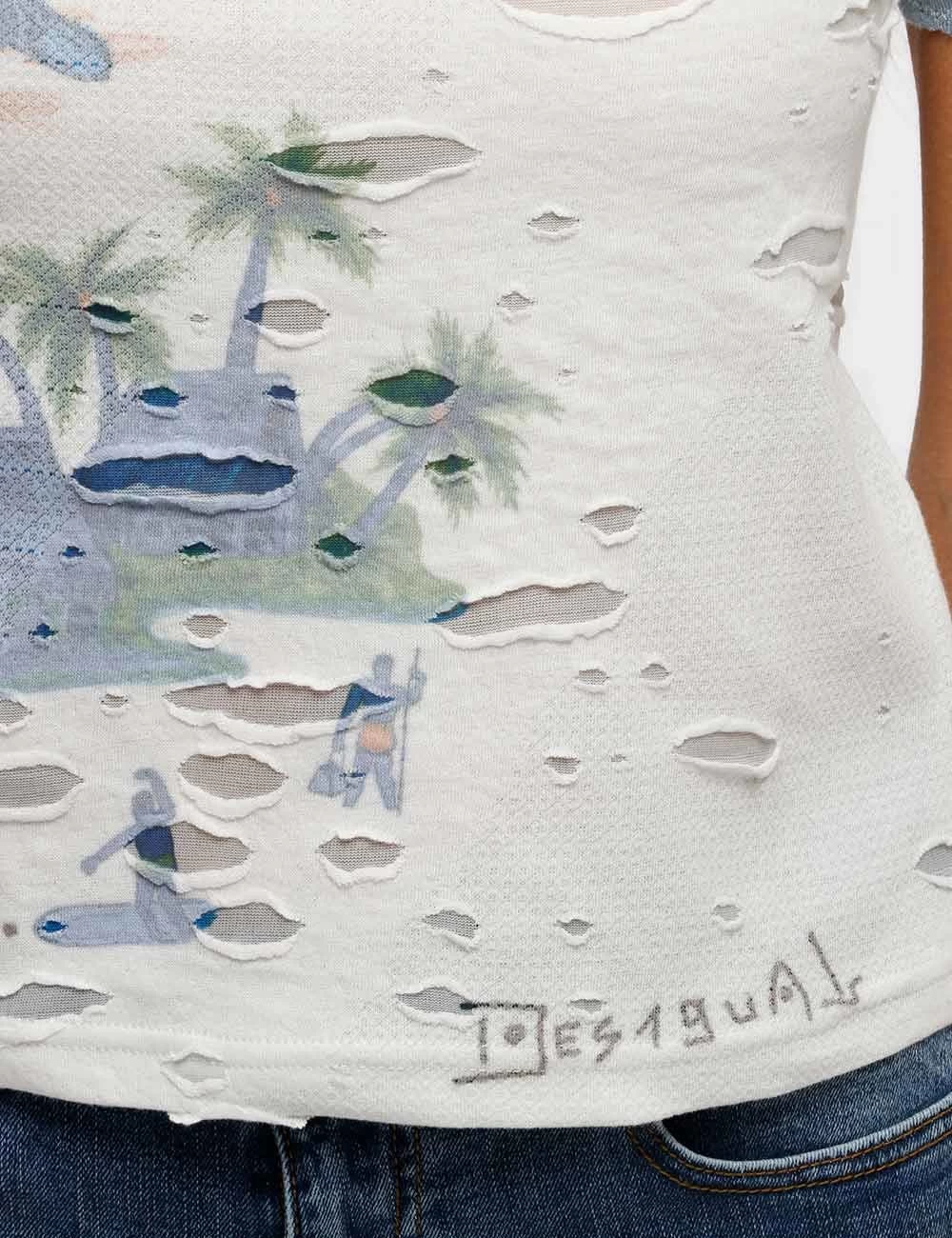 T-shirt Desigual Effetto Strappato - immagine 5