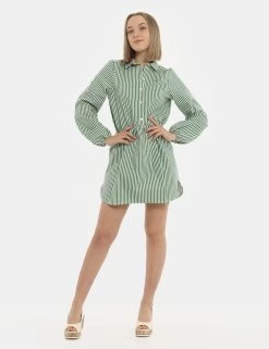 Vestito Gaelle Rigato Bianco/verde