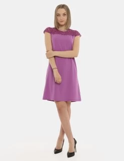 Vestito Vougue Viola Con Ricamo