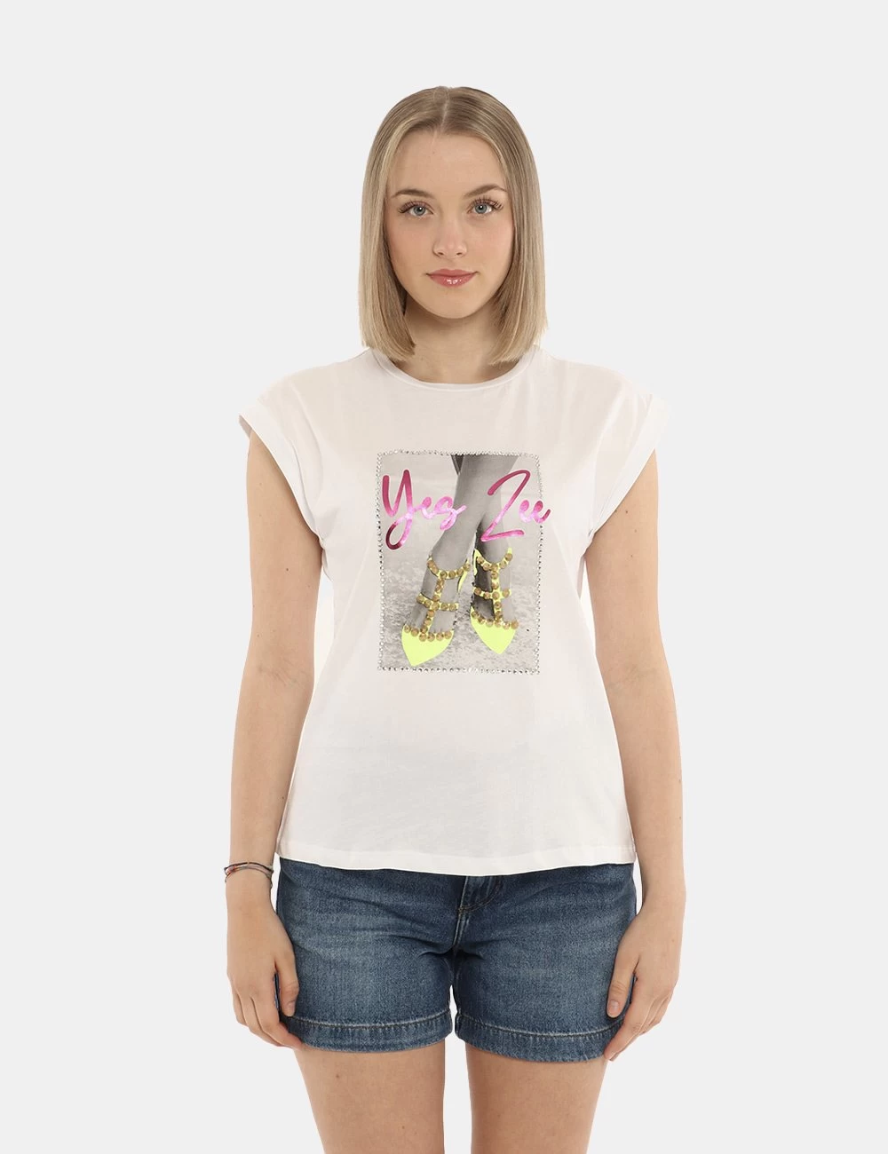 YES.ZEE T-shirt Yes Zee Bianca Con Glitter - immagine 5