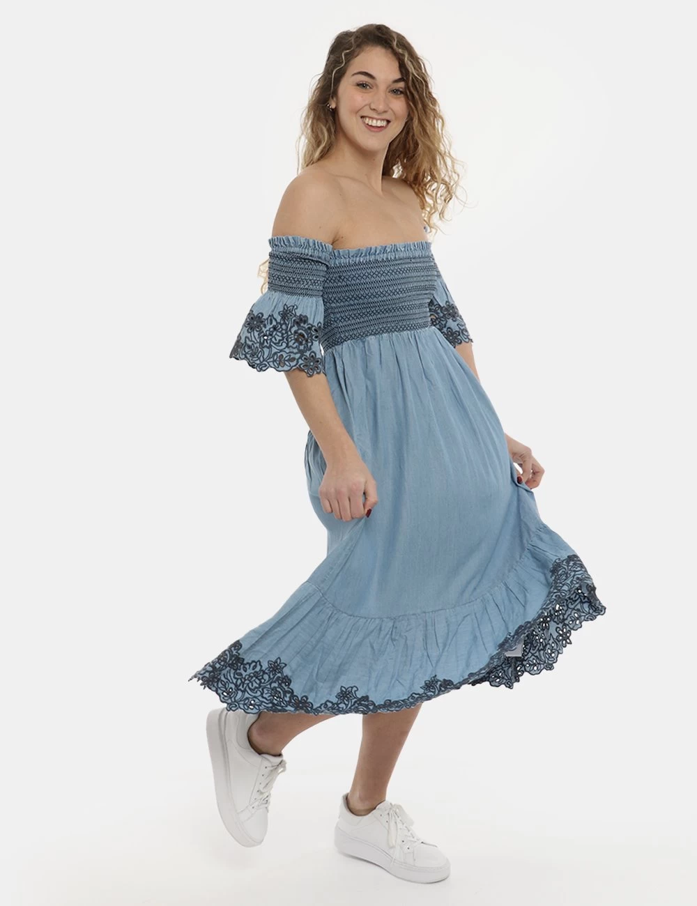 Vestito Pepe Jeans Lungo Blu Denim Light