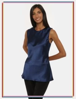Top Caractere Smanicato Blu