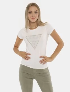 T-shirt Guess Bianco E Glitter